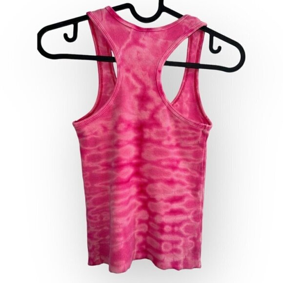 TNA ARITZIA RARE Ribbed Pink marble tie dye racer back crop ribbed tank top XXS - Picture 2 of 3